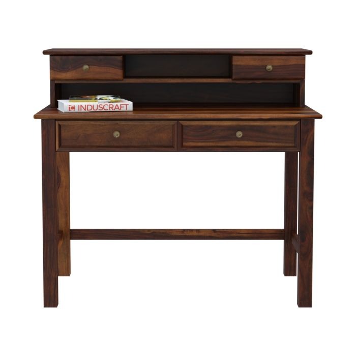 Solid Wood Study Desk with Hutch and Drawers – Classic Home Office Writing Table